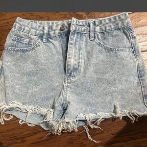 Denim Frayed Hem Women Shorts